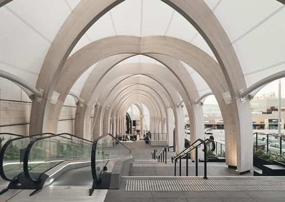 a escalator and stairs inside a building