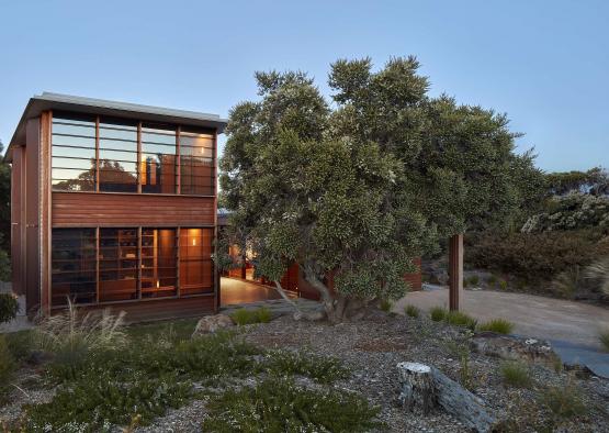 a house with a tree in the back