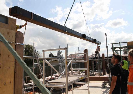 a group of people working on a construction site