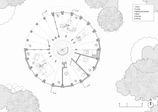 a drawing of a circular structure