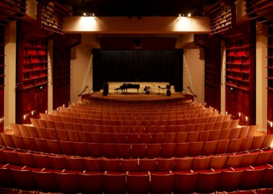 a theater with red seats