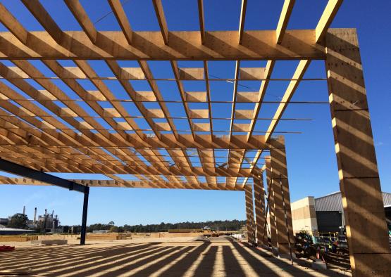 a wooden structure under construction