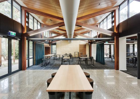 a room with tables and chairs