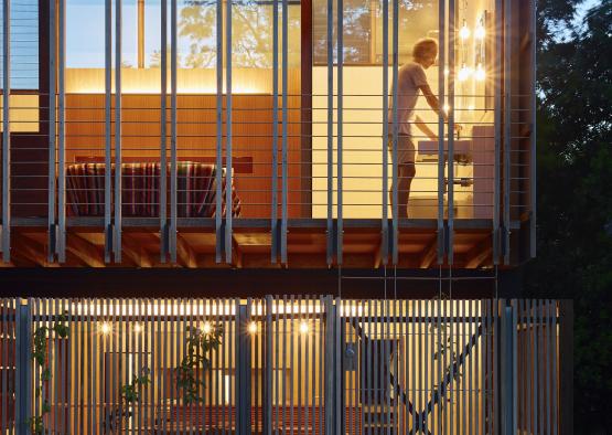 a person standing on a balcony