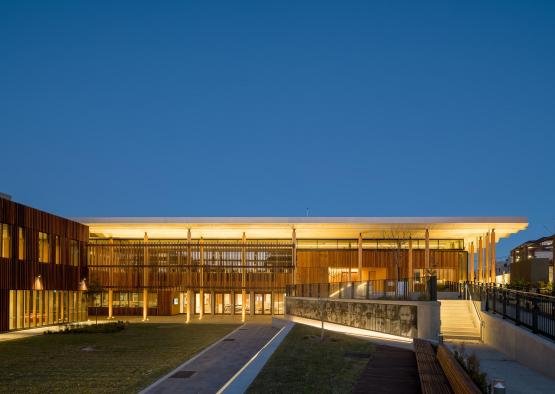 a building with a walkway and walkway leading to it