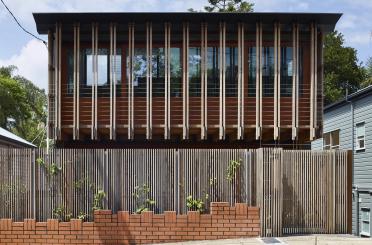 a building with a fence